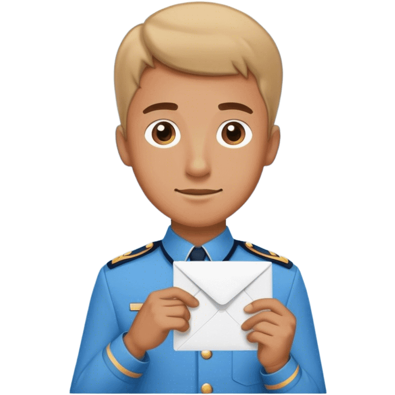 mailman in lightblue uniform holding letter emoji