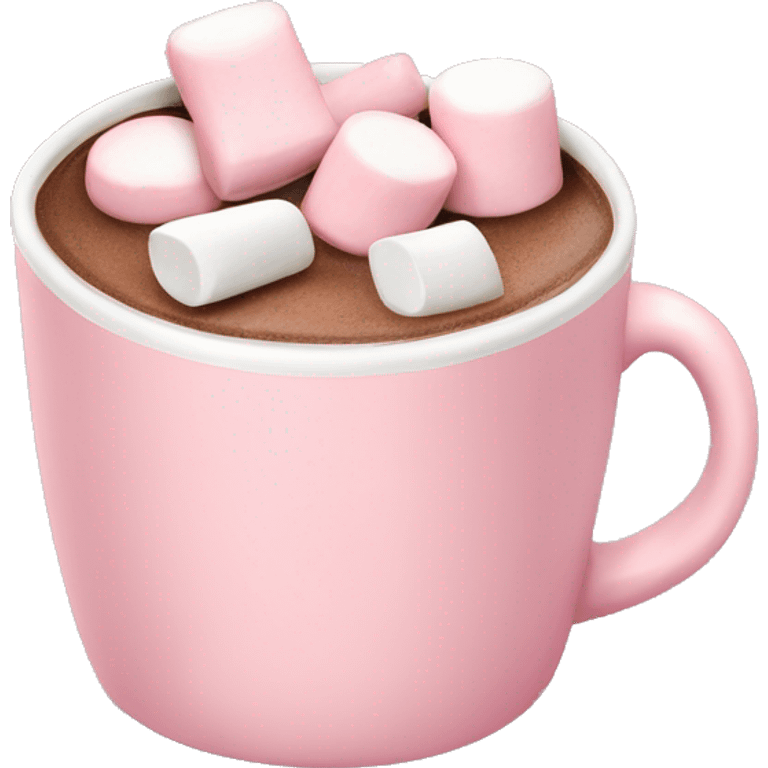 Light Pink mug of hot chocolate with marshmallows  emoji