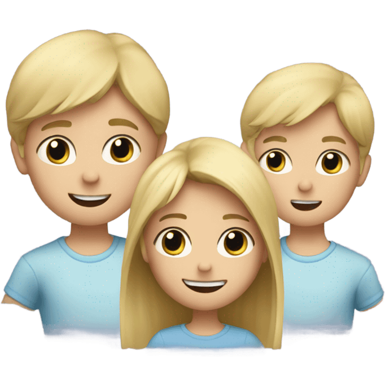 Little blond girl and two younger brothers all throwing a fit emoji