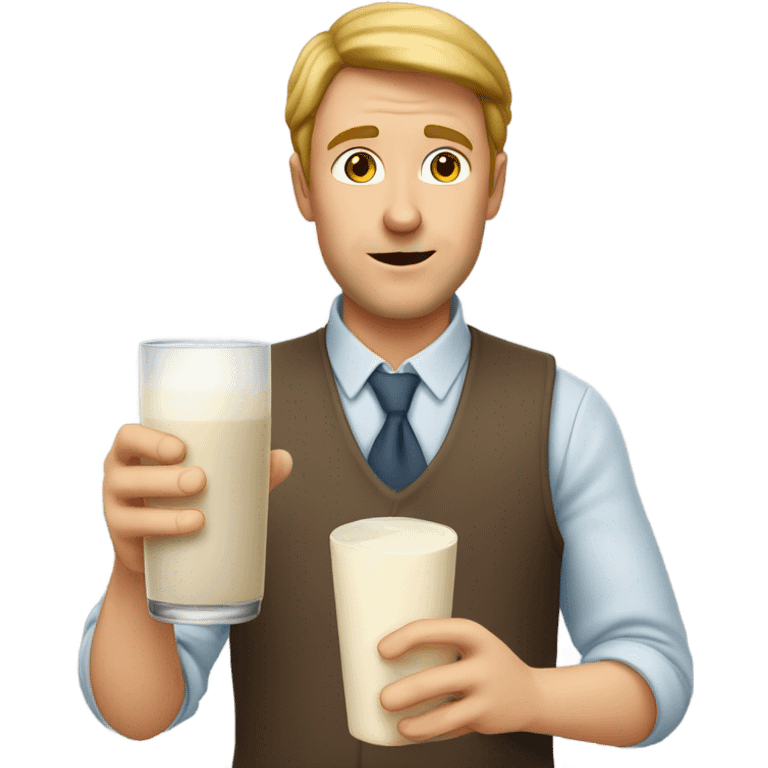 white man drinking milk emoji