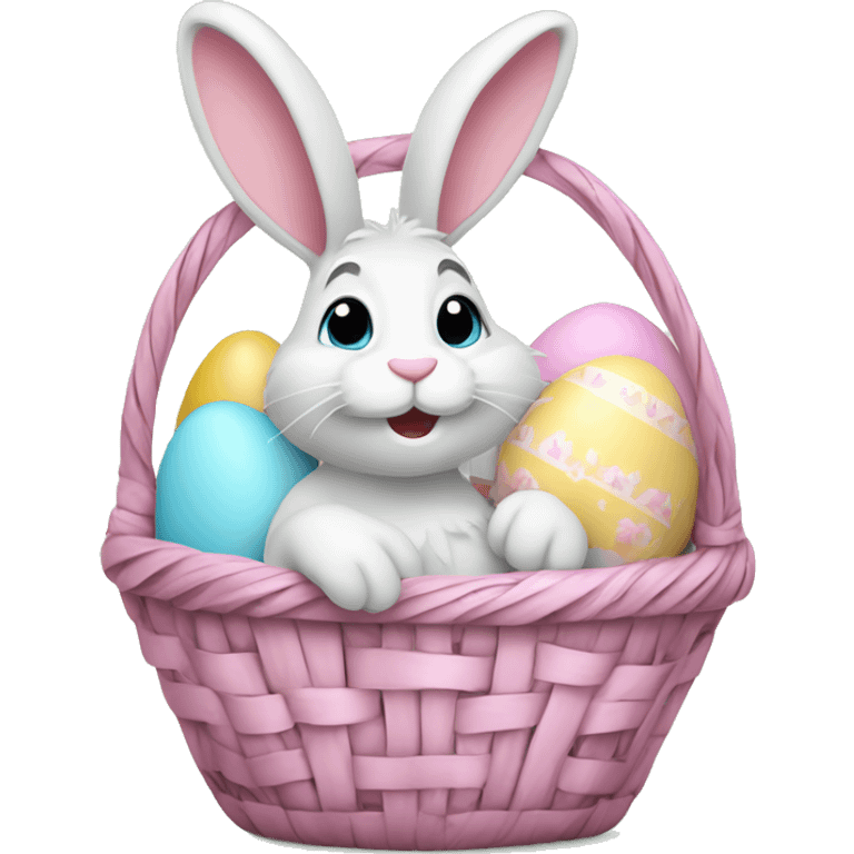 easter bunny with egg light pink basket emoji