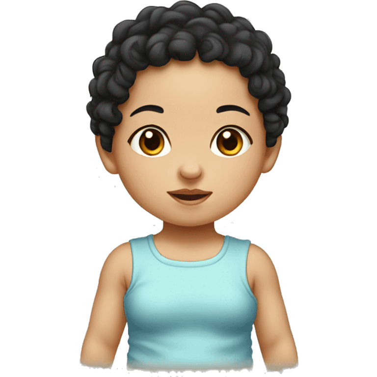 Southeast Asian female infant with black curly hairSou emoji