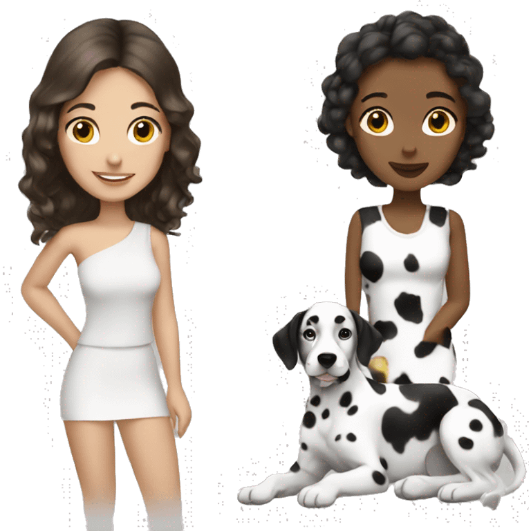 brunette with Dalmatian emoji