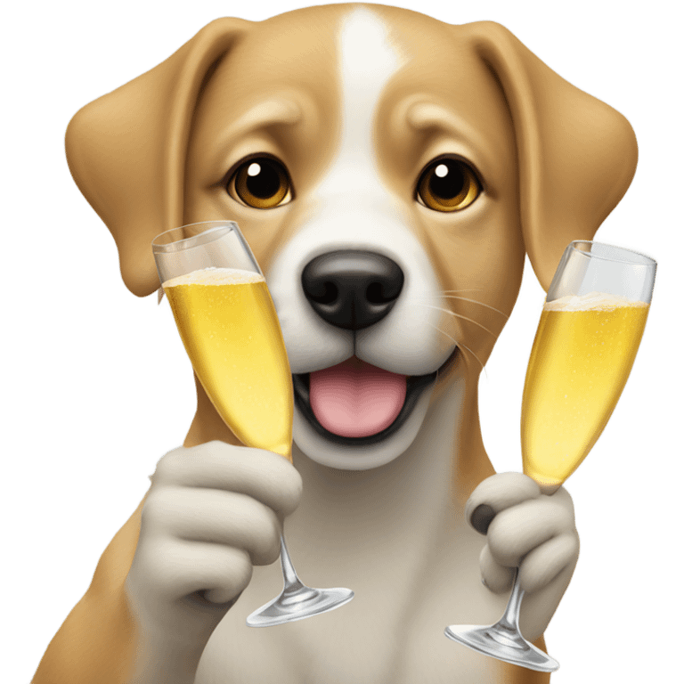 Dogs doing champagne cheers emoji