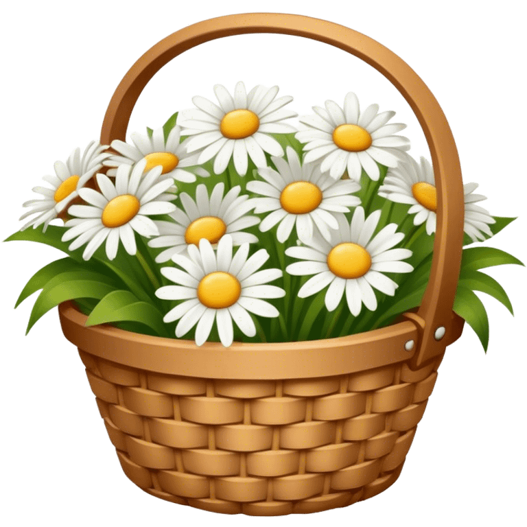 light brown basket with white daisies emoji