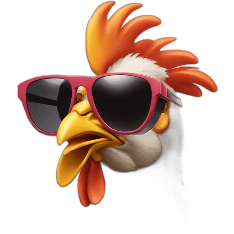 Chicken with sun glasses emoji