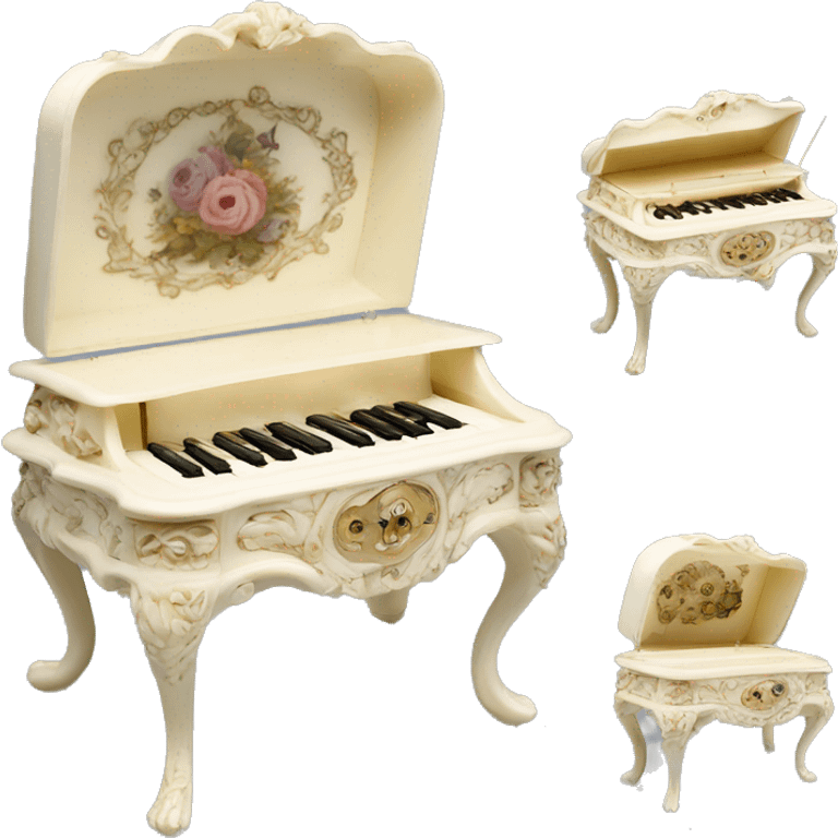 Vintage rococo ivory music box emoji