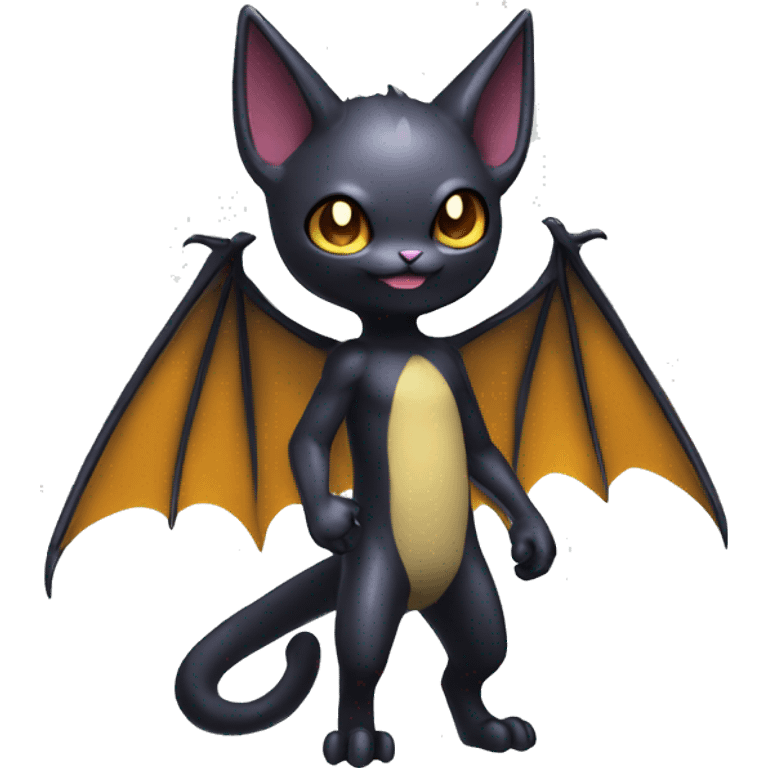 Shiny Dark-type-Poison-type-Fakémon-Bat-Cat full body emoji