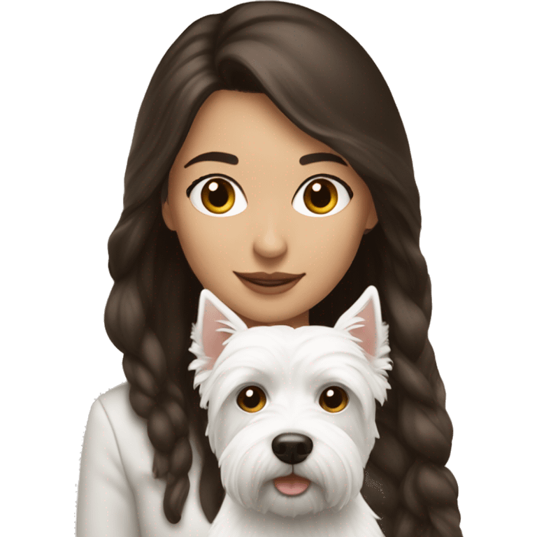 Brunette girl with westie emoji