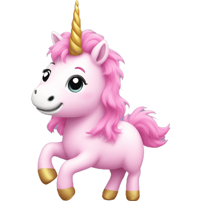 Pink fluffy unicorn dancing on rainbow  emoji