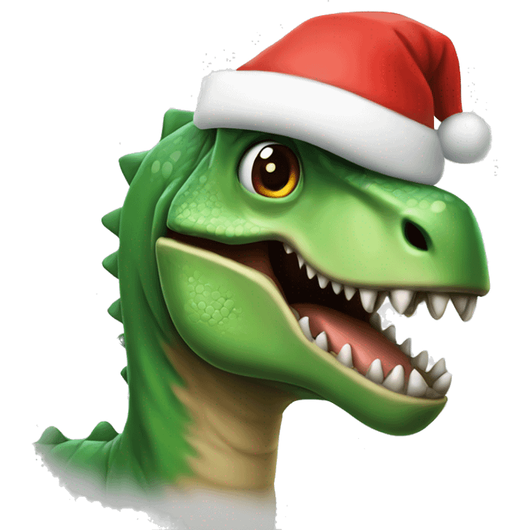 Dinosaur with a Santa hat emoji