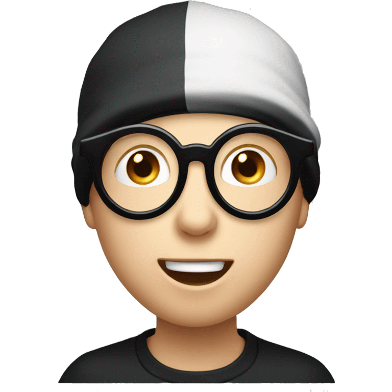 white boy with a black bonnet and rond glasses who is stupefied with open mouth emoji