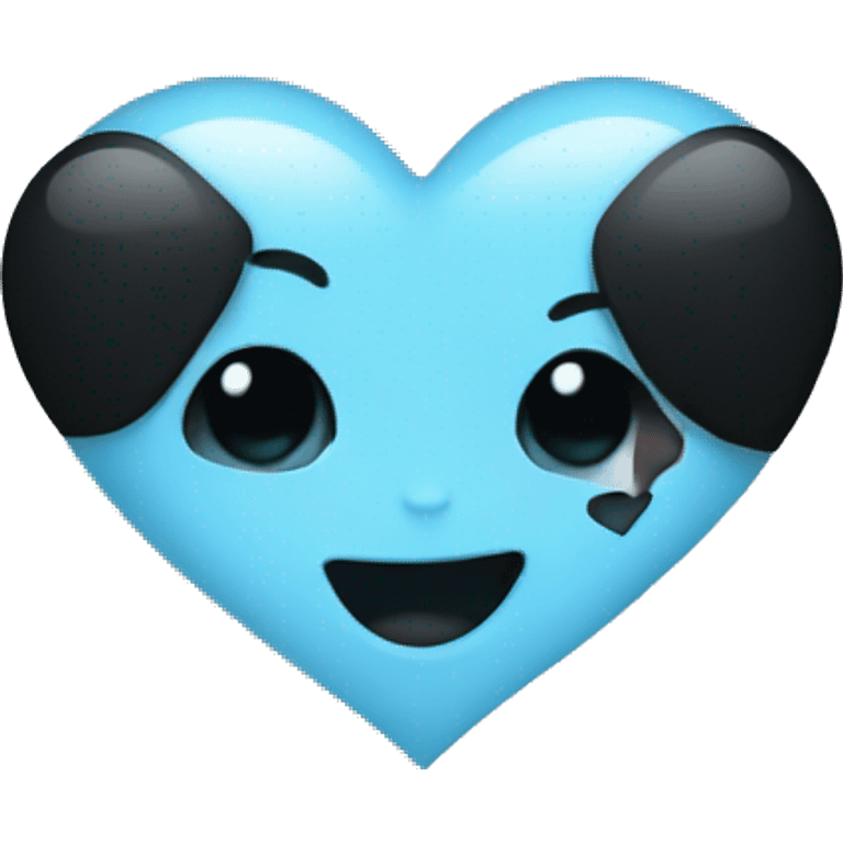 Half baby blue and black heart emoji