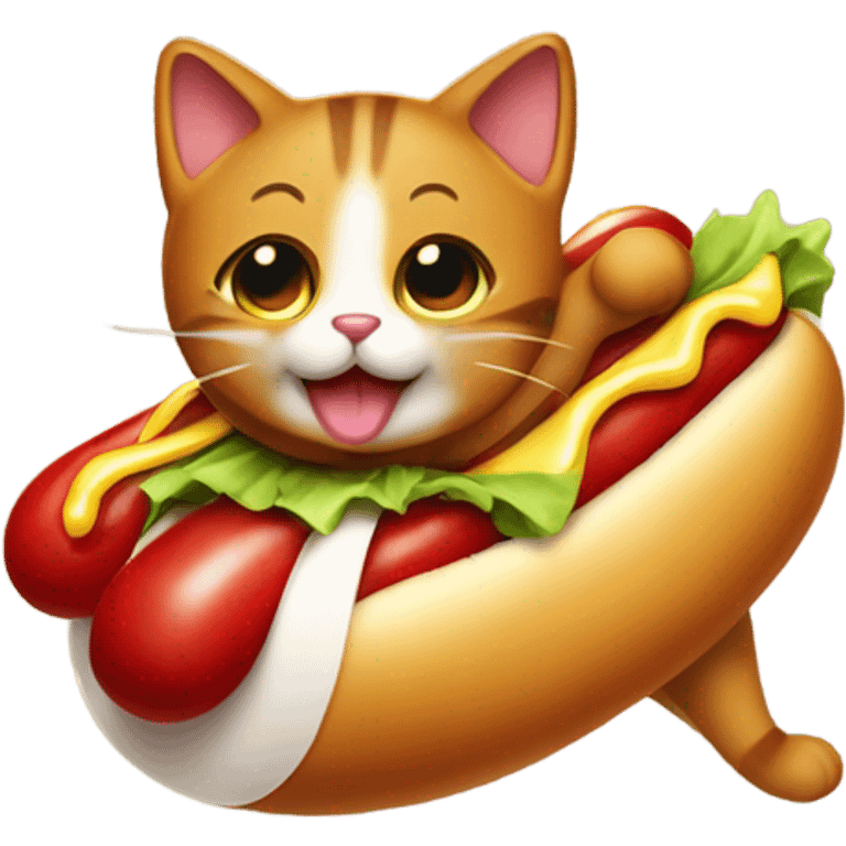 Cat wearing a hot dog costume  emoji