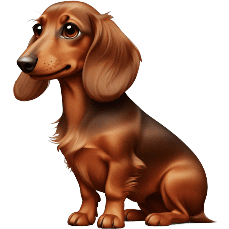 Long haired miniature dachshund brown red on Kneeboard  emoji