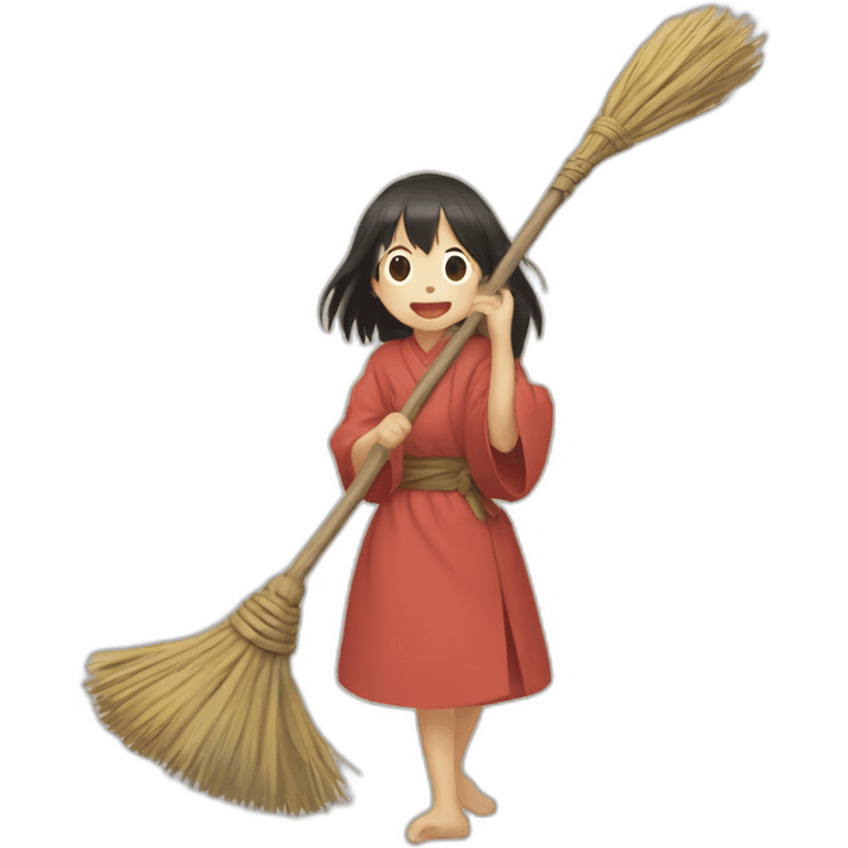 Kiki from studio ghibli on broom emoji