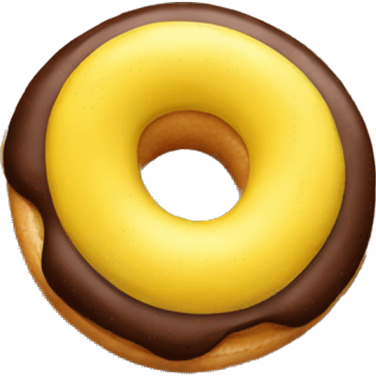 Banana going through a chocolate donut emoji