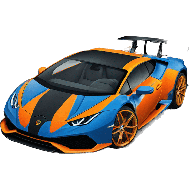 Blue and orange Lamborghini huracan sto emoji