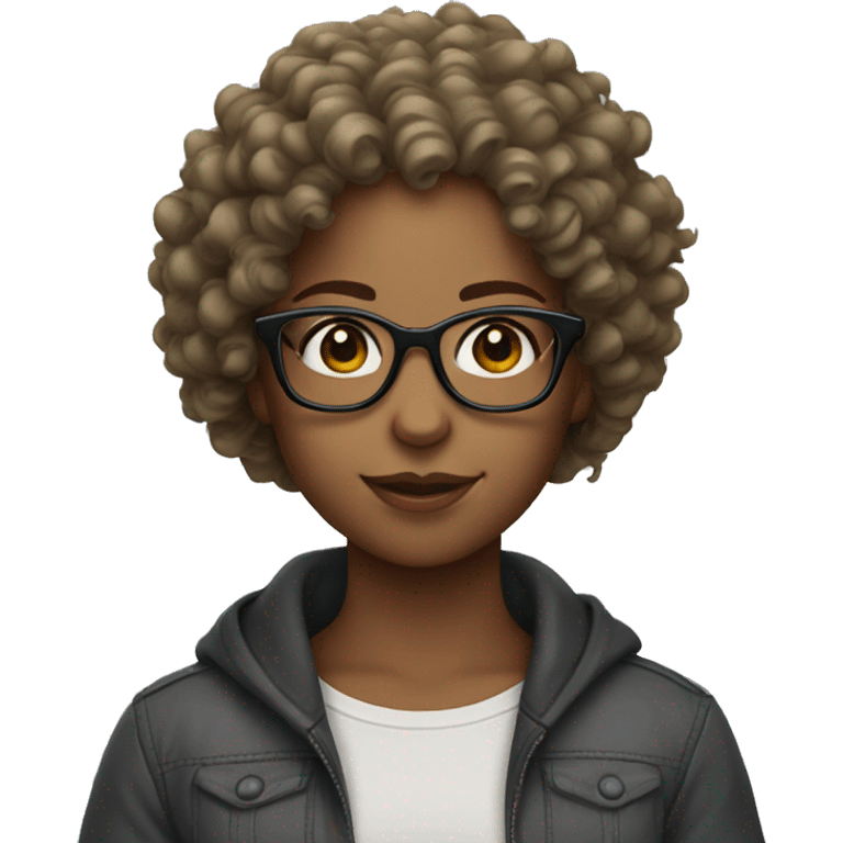 Girl curly hair and glasses emoji