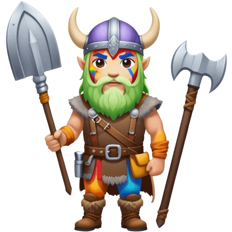 rainbow skin road builder full body as a viking emoji