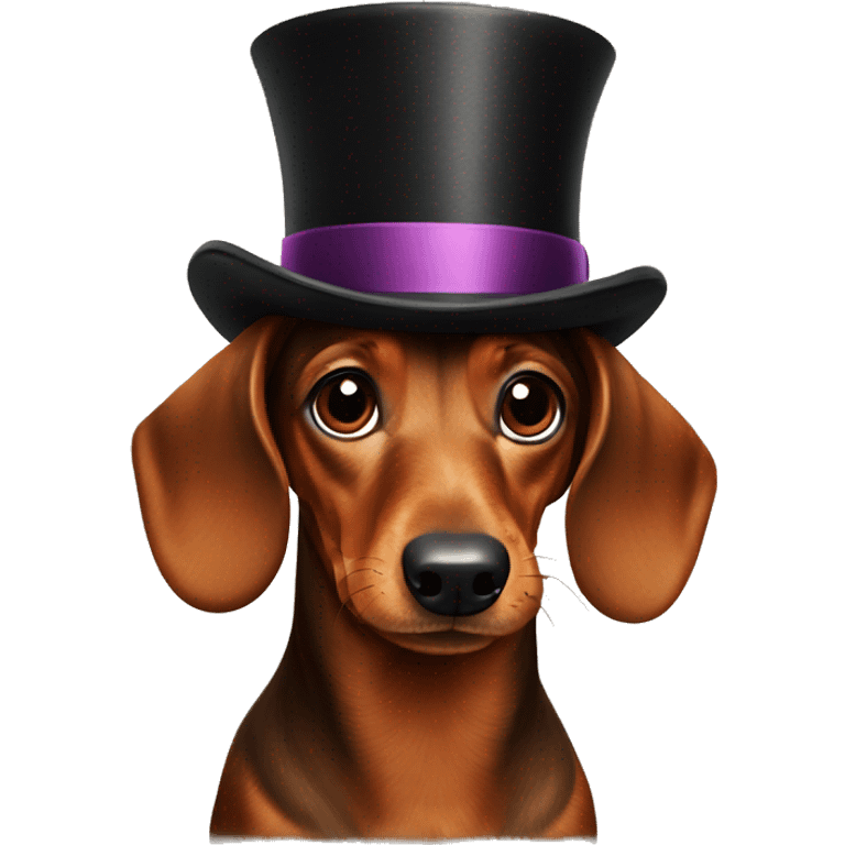 a brown dachshund with a top hat emoji