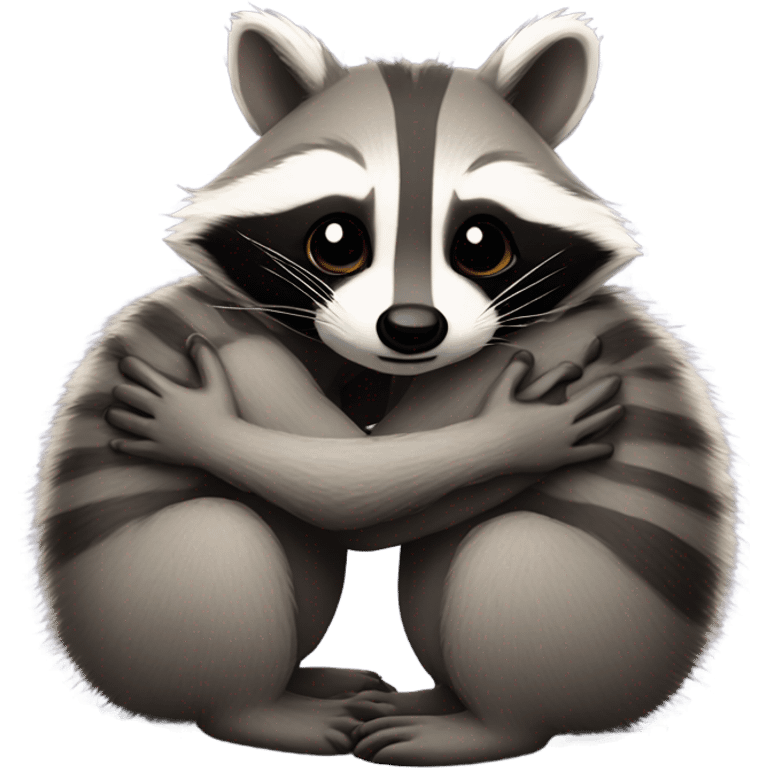 Raccoons hugging eachother emoji