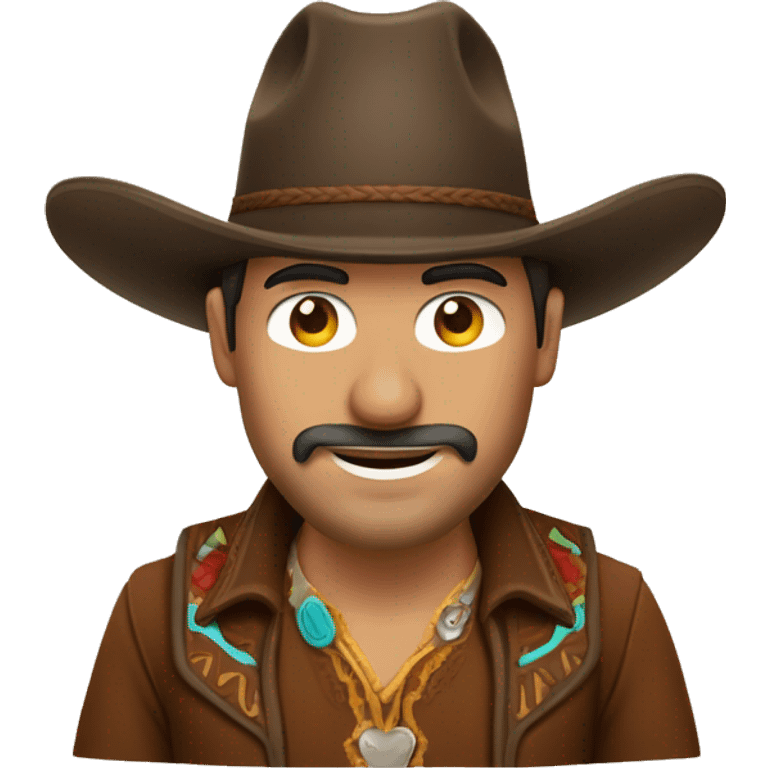 hombre vaquero con sombrero marron y delantal marron emoji