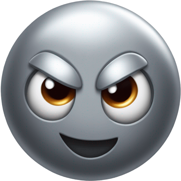 Metal cute mad Kirby bubble Gray ball driving on car wheels with mad eyebrows game emoji