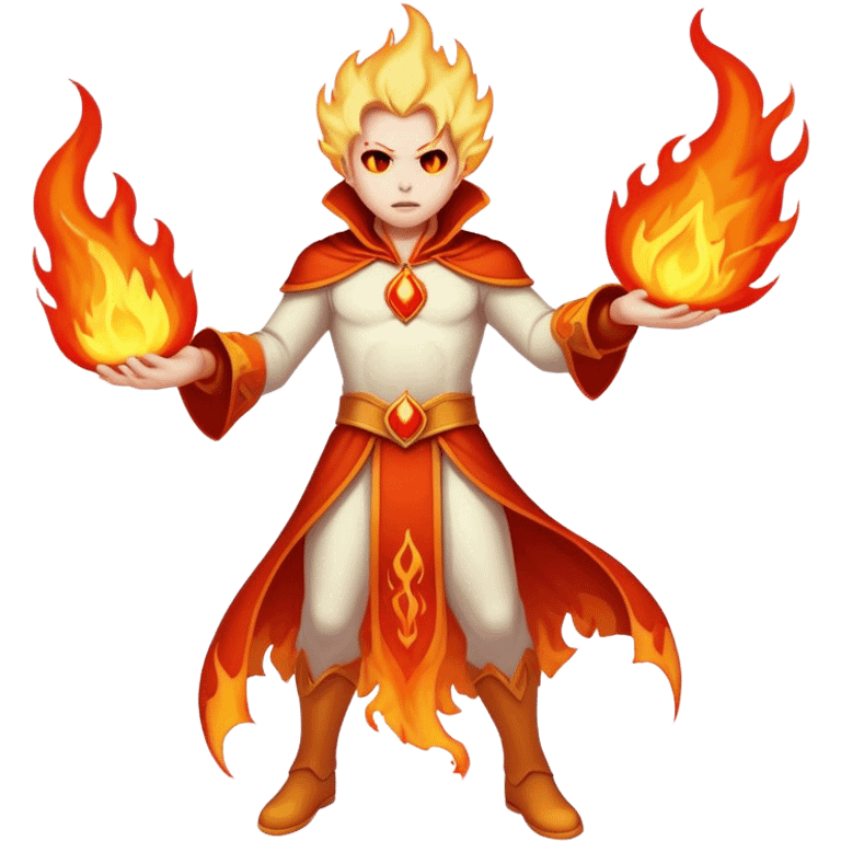 A fiery phantom hero with the ability to phase through objects and summon flames from the spirit realm. emoji