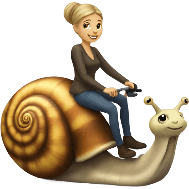 Caucasian Woman riding a snail emoji