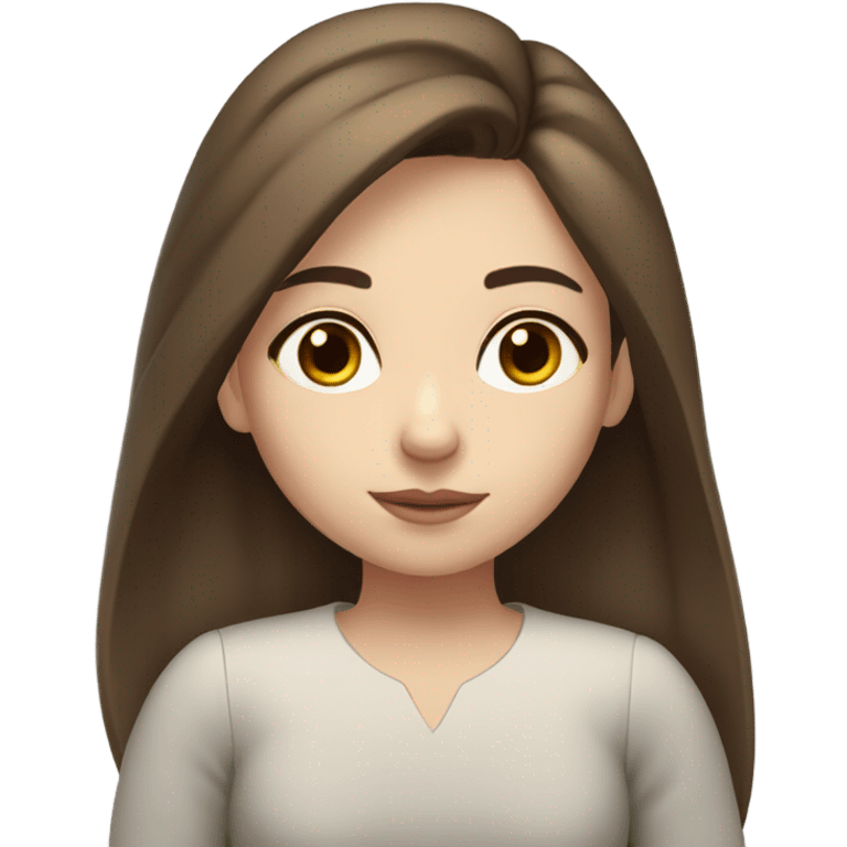 girl with brown hair and brown eyes pale skin long lashes studying  emoji