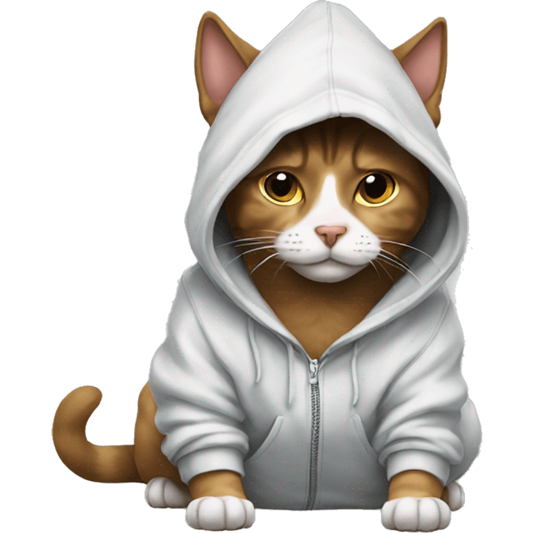 cat with hoodie chilling eith dog emoji