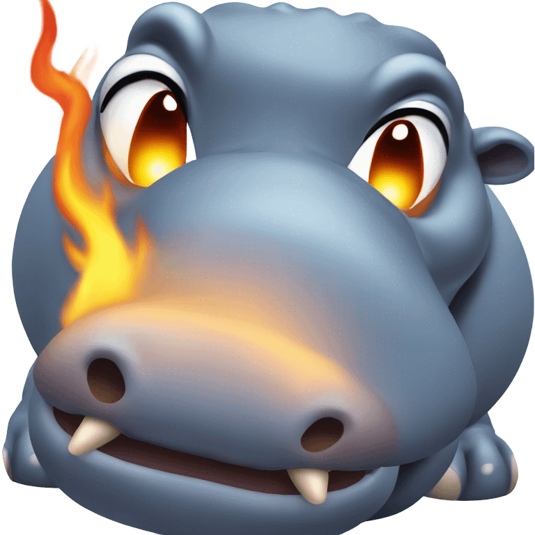 Hippo lighting fire emoji