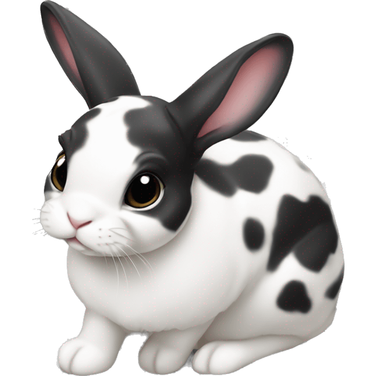 black and white spotted female mini rex rabbit emoji