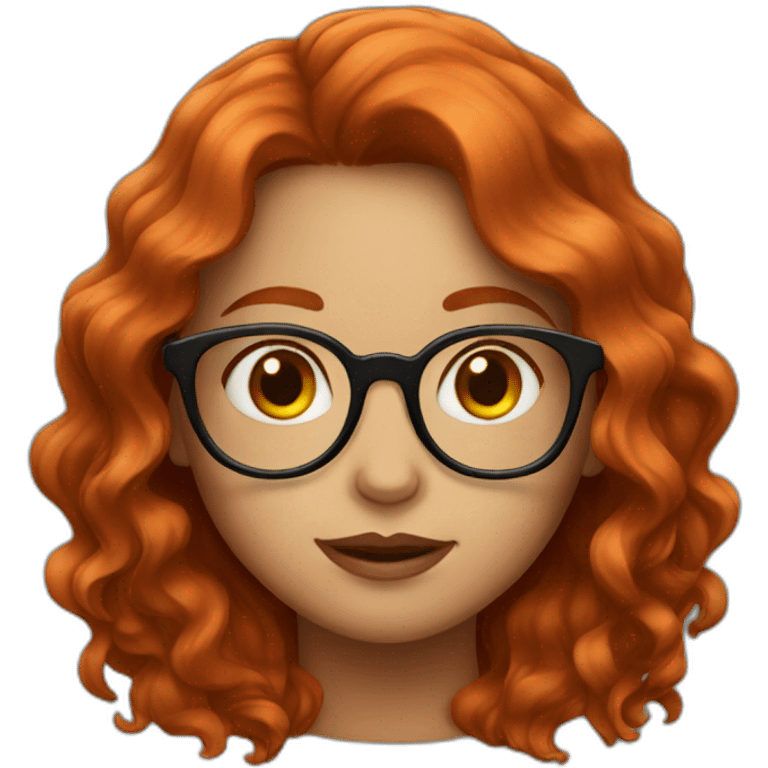 girl with wavy red hair, eyeglasses emoji