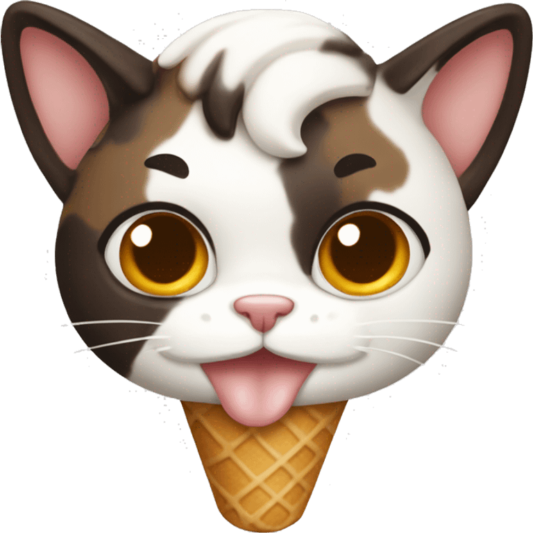 Icecream with calico cat emoji