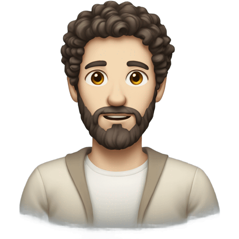 pale man with curly short dark brown hair and beard emoji