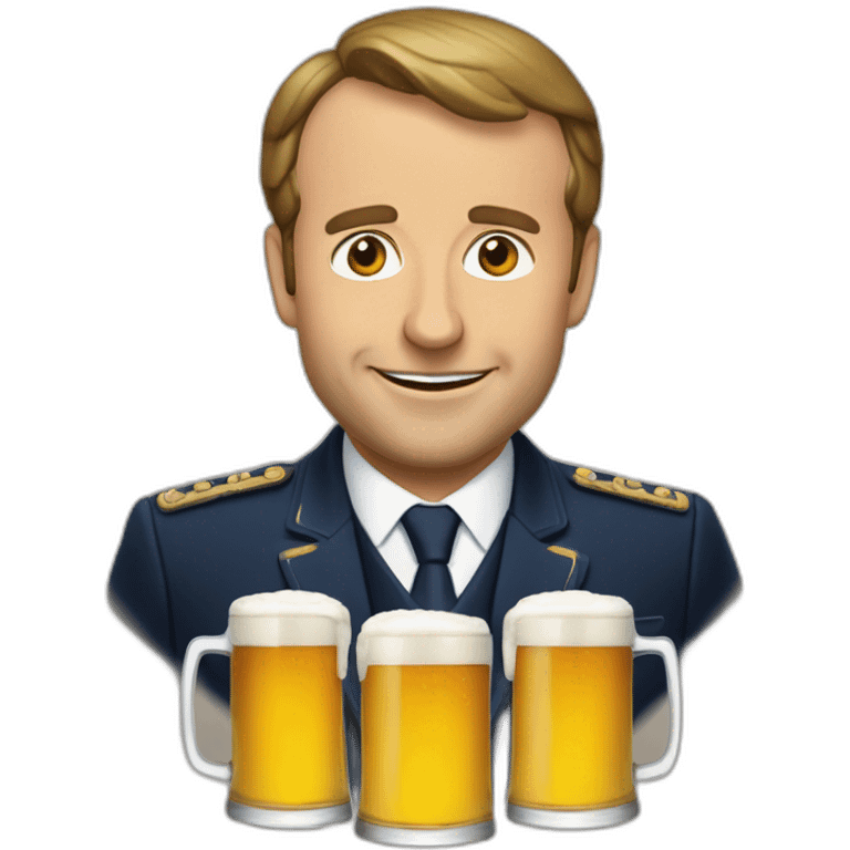 Macron buvant une bière emoji