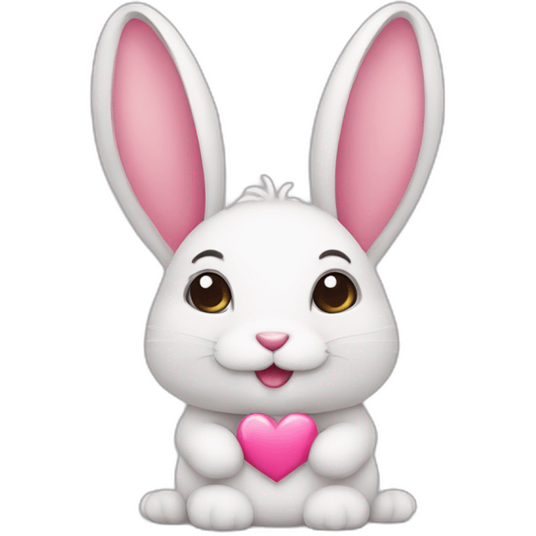 Cute rabbit with pink heart emoji