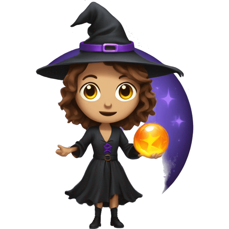 Witch with magic ball and brown hair emoji