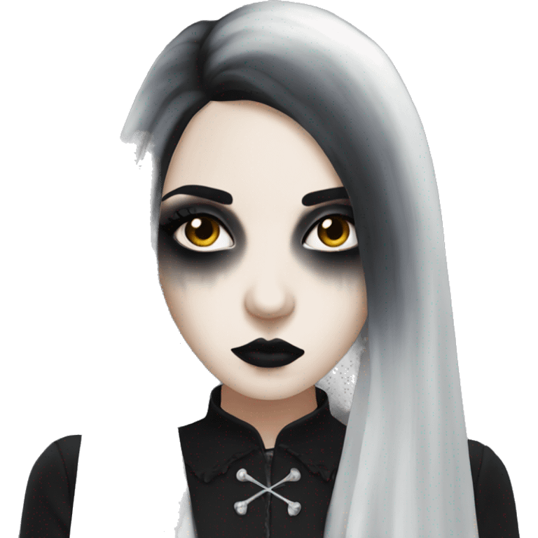 gothic girl with dark makeup and hair emoji