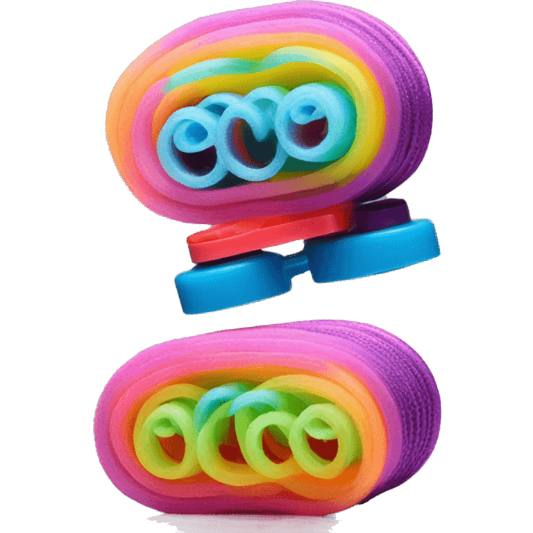 a  single plastic colorful Velcro Curlers emoji