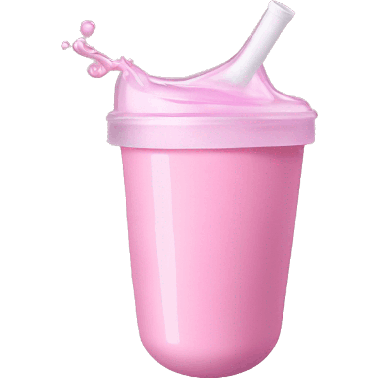 A knocked over sippy cup spilling pastel pink liquid emoji