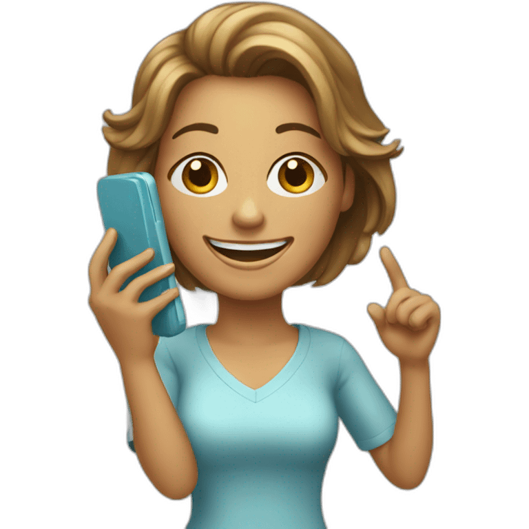 happy woman with a phone  emoji