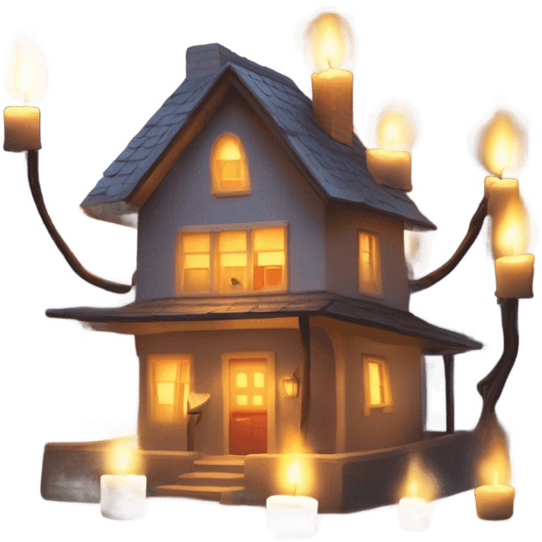 Lightening over a candlelit house  emoji