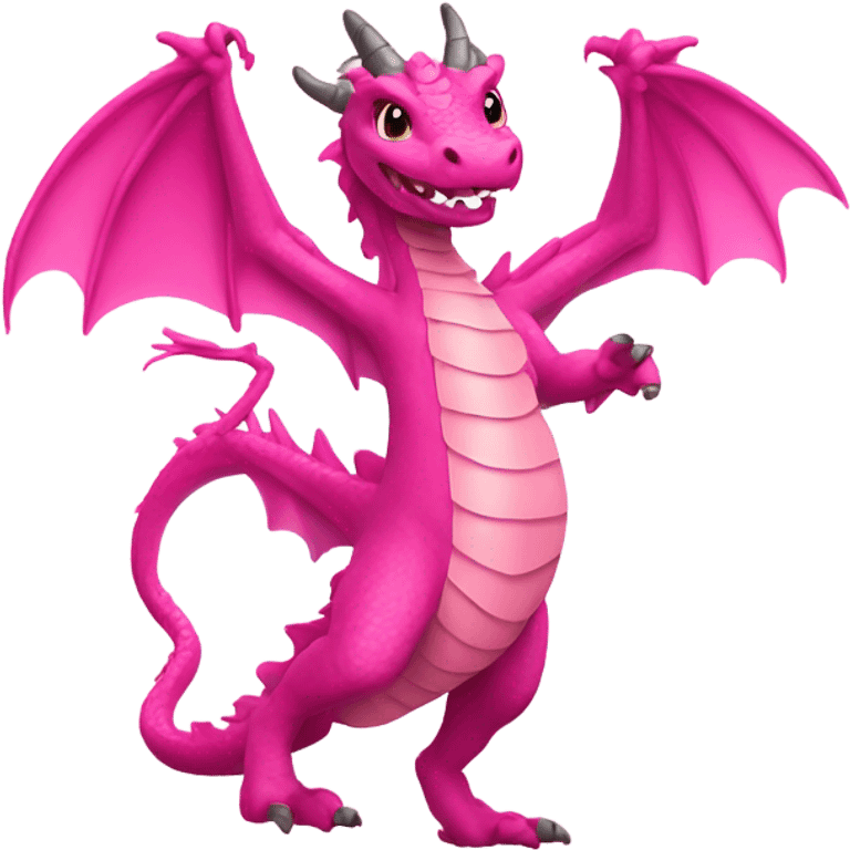 Pink dragon with mirror is dancing  emoji