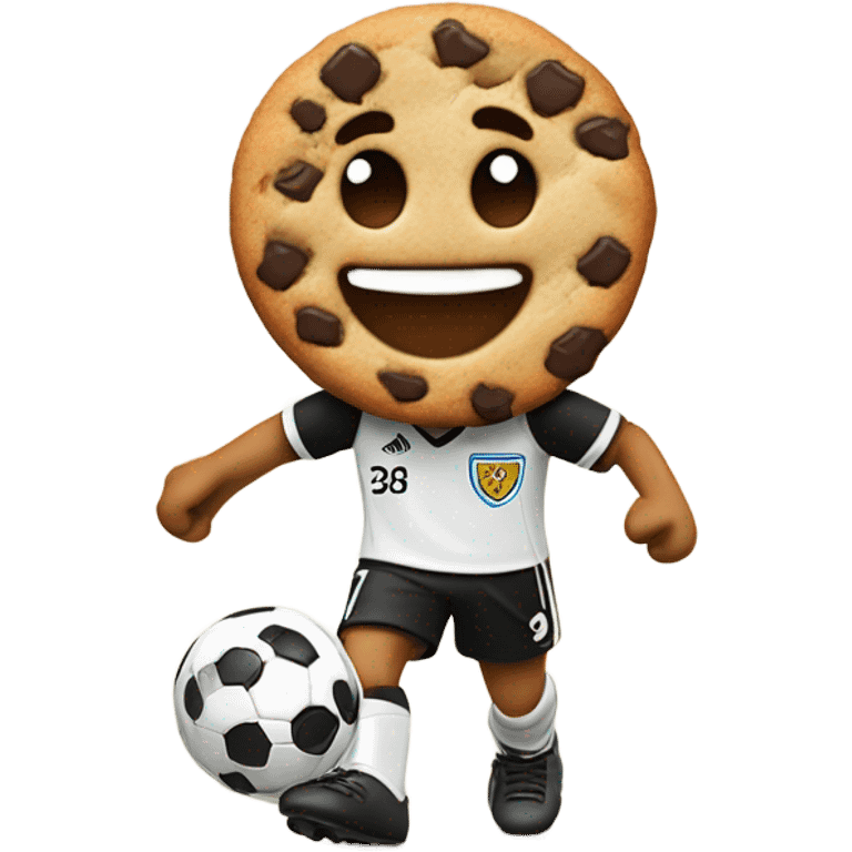 Cookie playing soccer emoji