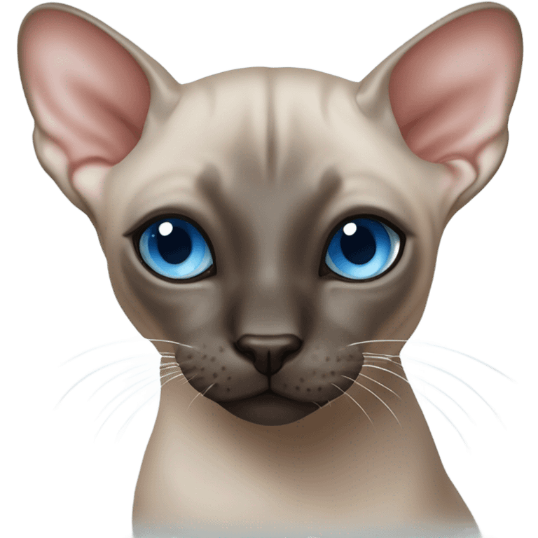 Seal point mink sphynx blue eyes dark nose no whiskers  emoji