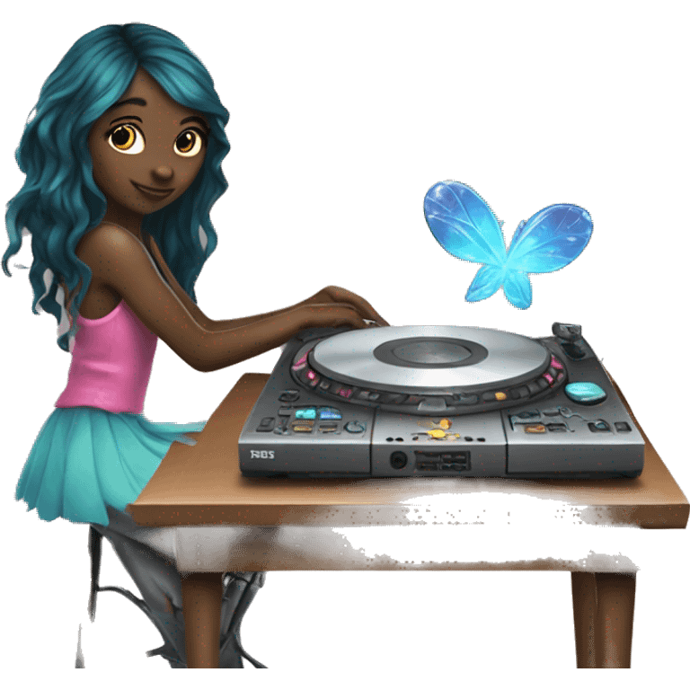 a fairy girl and dj table emoji