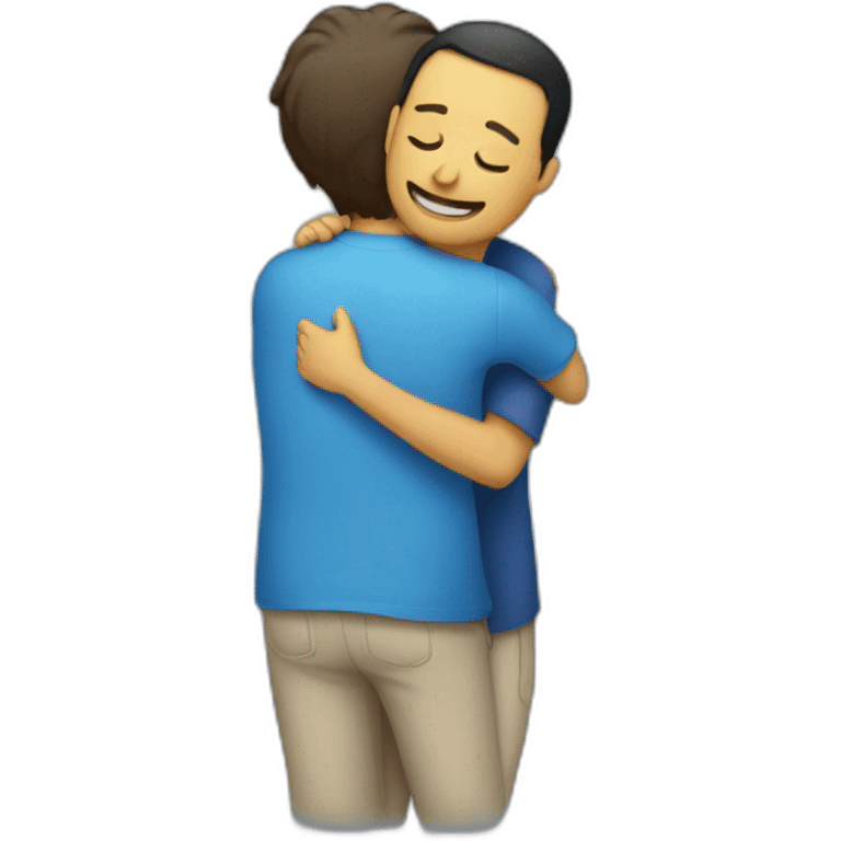 Do people are hugging in blue closes emoji